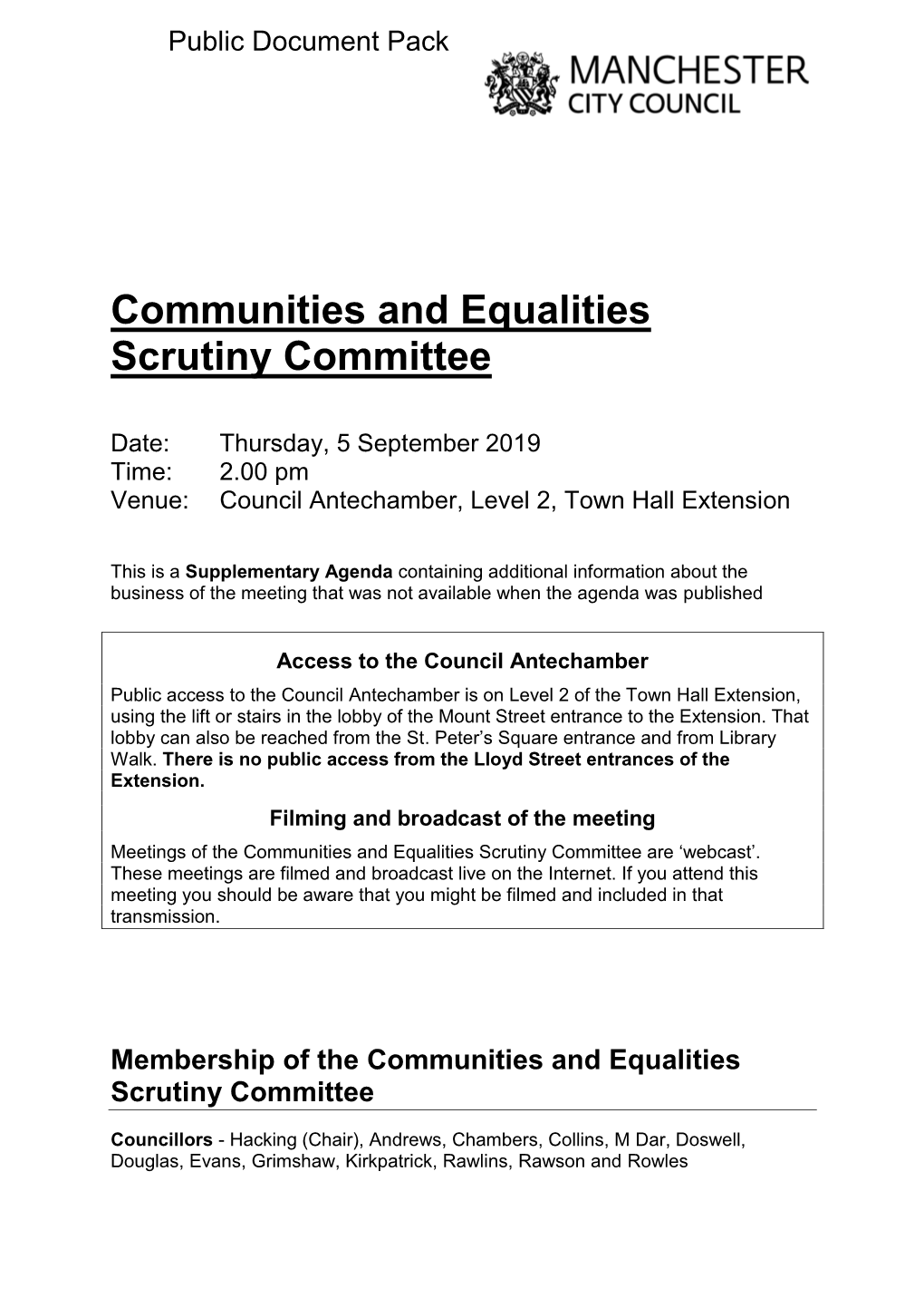 (Public Pack)Supplementary Agenda Agenda Supplement For