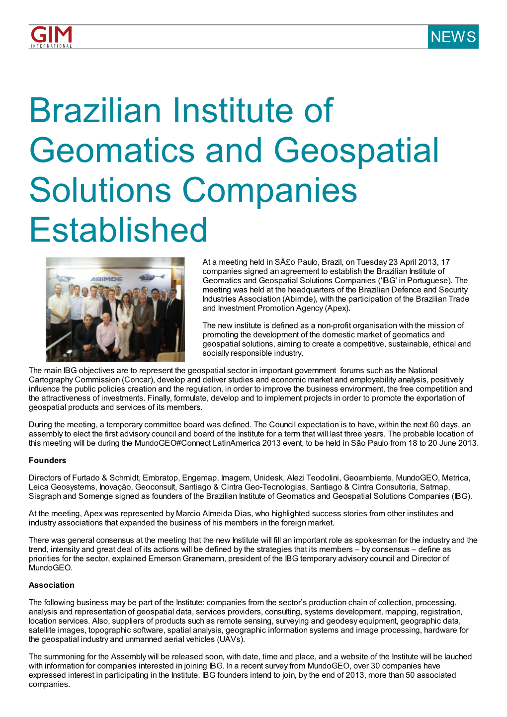 Brazilian Institute of Geomatics and Geospatial Solutions Companies Established