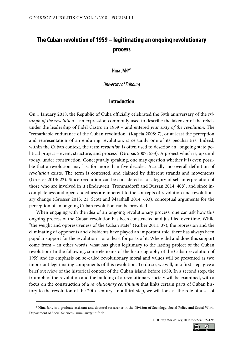 The Cuban Revolution of 1959 – Legitimating an Ongoing Revolutionary Process