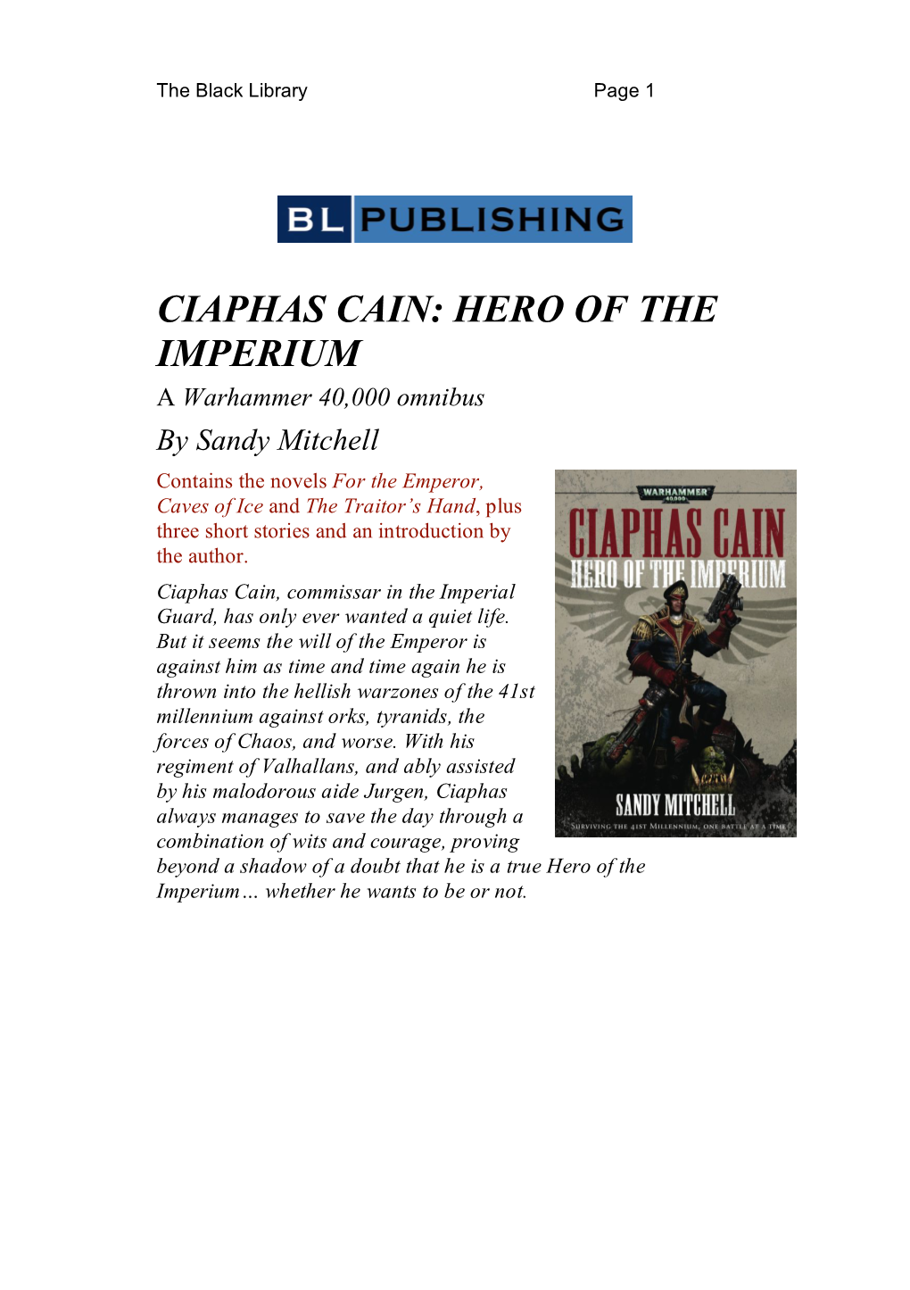 Ciaphas Cain: Hero of the Imperium