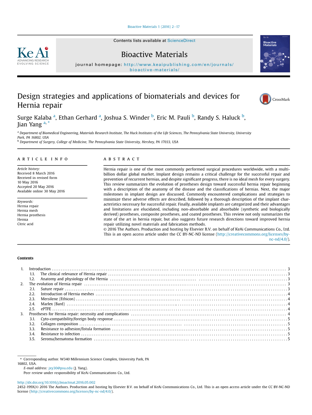 Design Strategies and Applications of Biomaterials and Devices for Hernia Repair