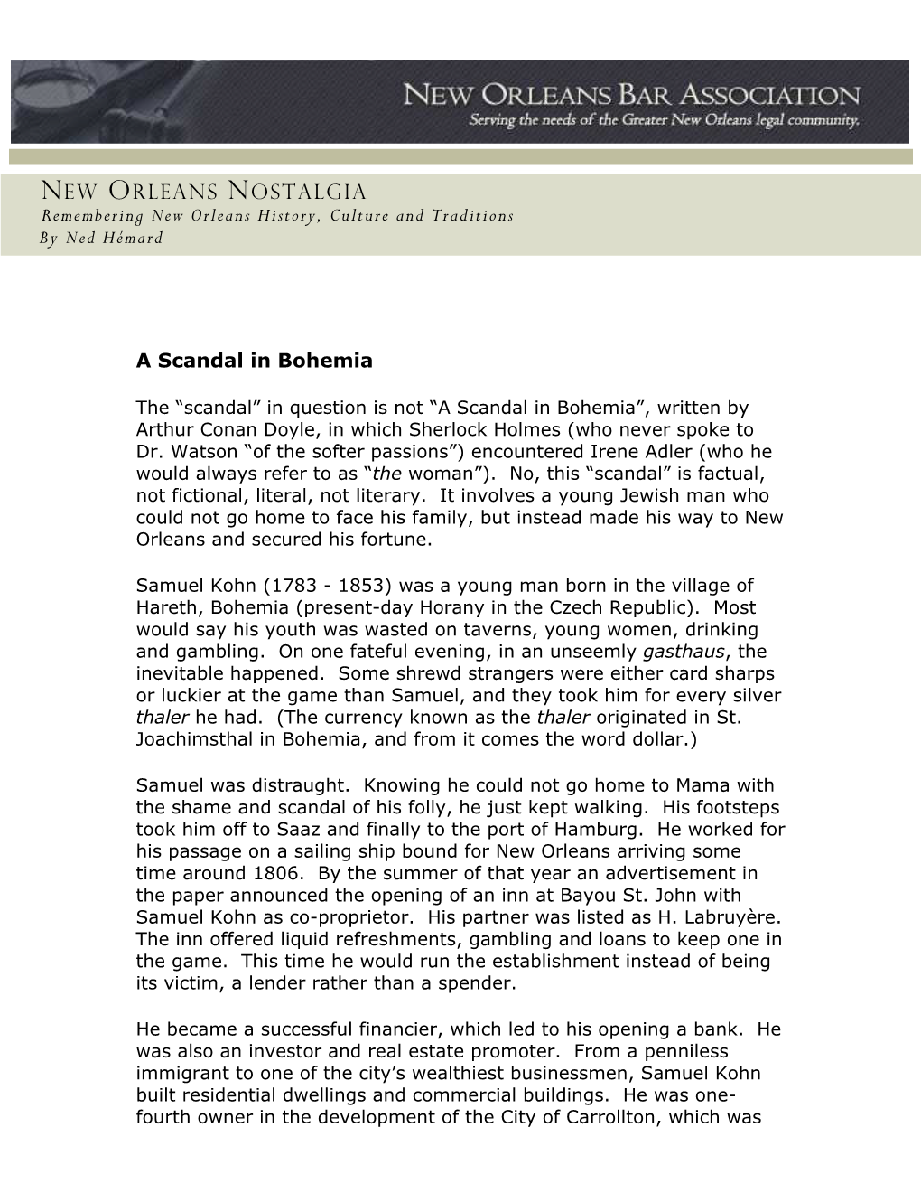 NEW ORLEANS NOSTALGIA Remembering New Orleans History, Culture and Traditions by Ned Hémard