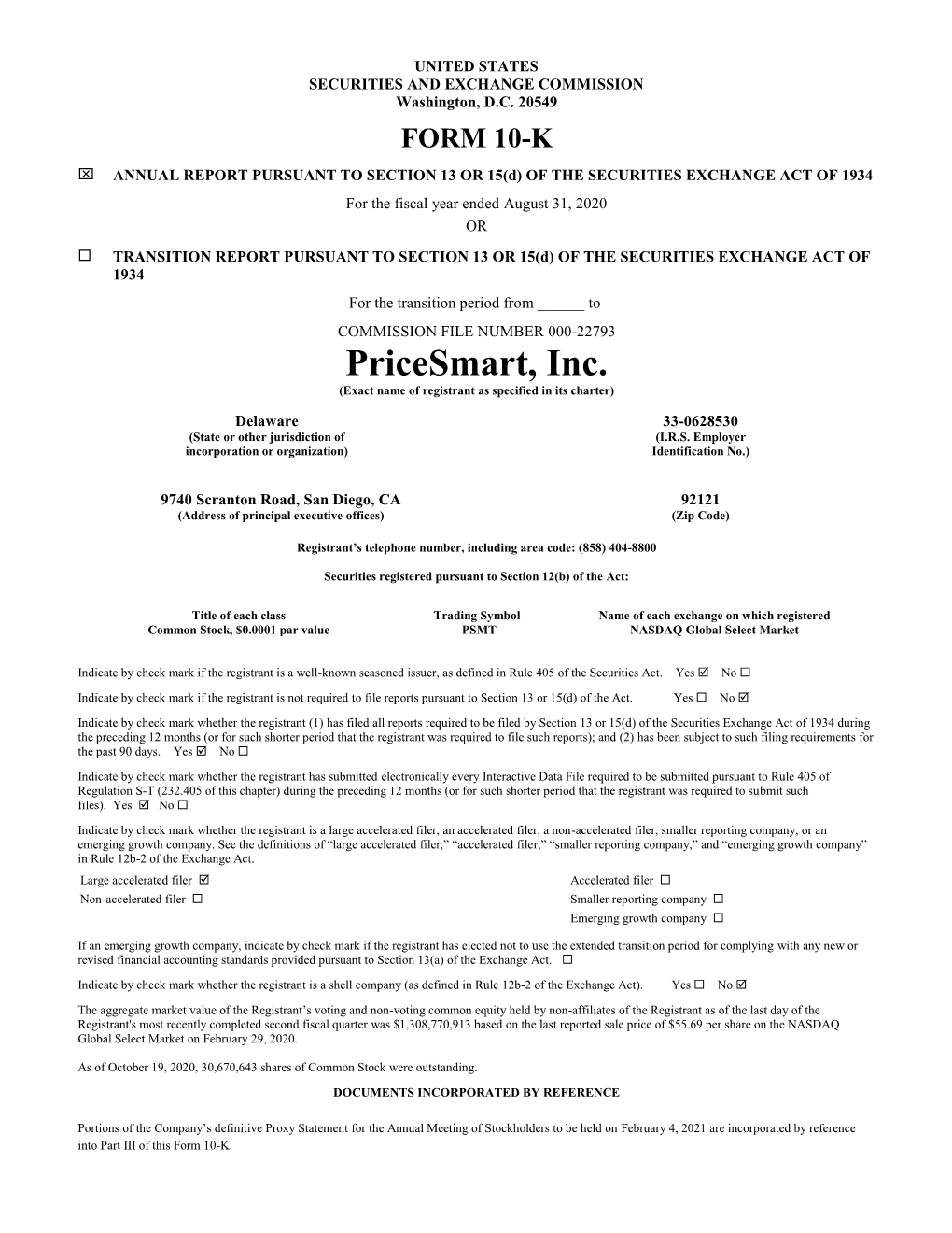 Pricesmart, Inc. (Exact Name of Registrant As Specified in Its Charter)