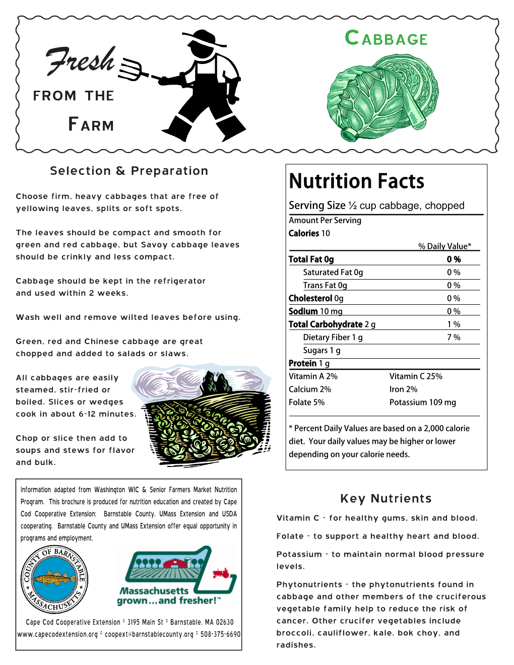 Nutrition Facts Choose Firm, Heavy Cabbages That Are Free of Yellowing Leaves, Splits Or Soft Spots