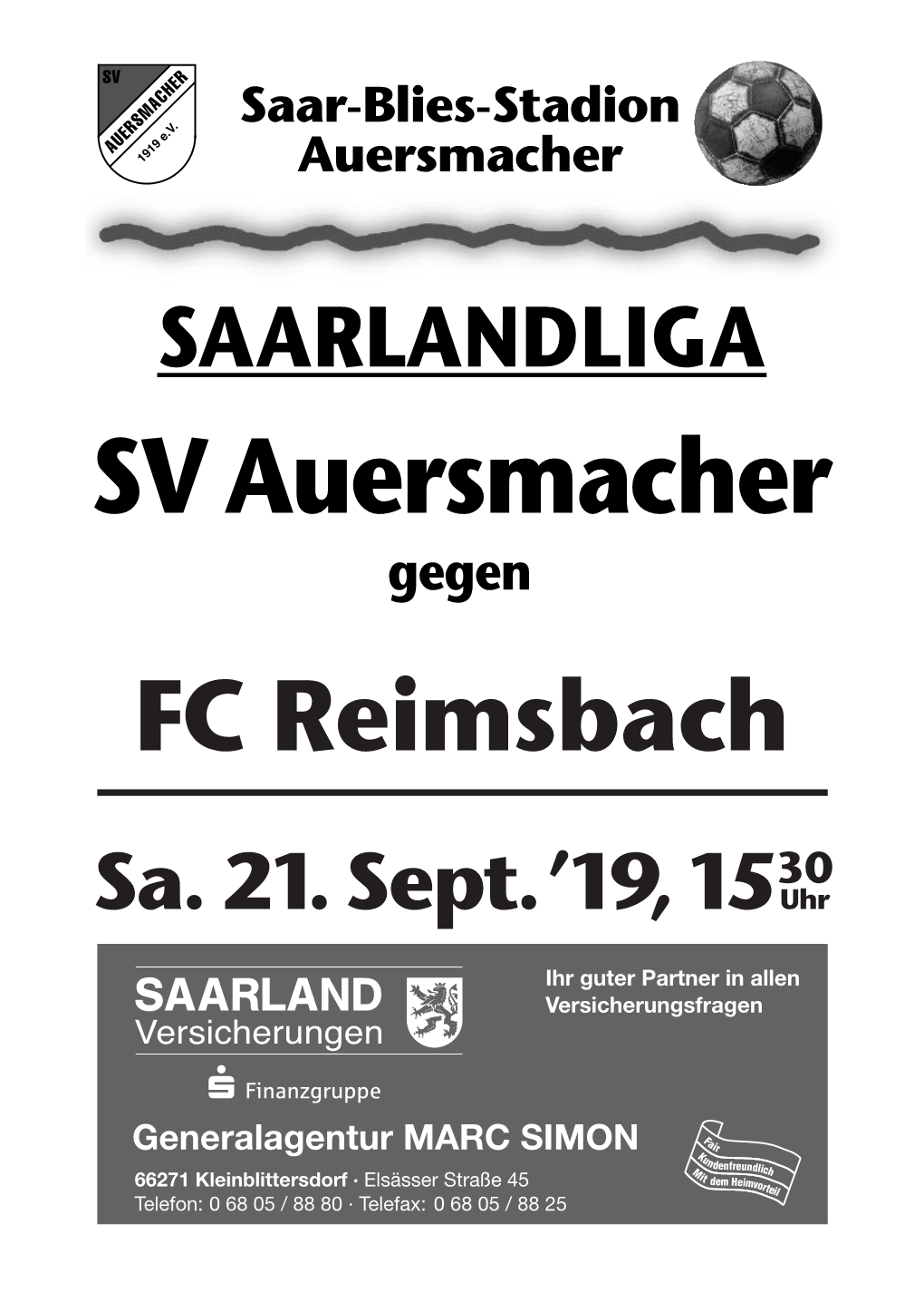 SV Auersmacher Gegen FC Reimsbach