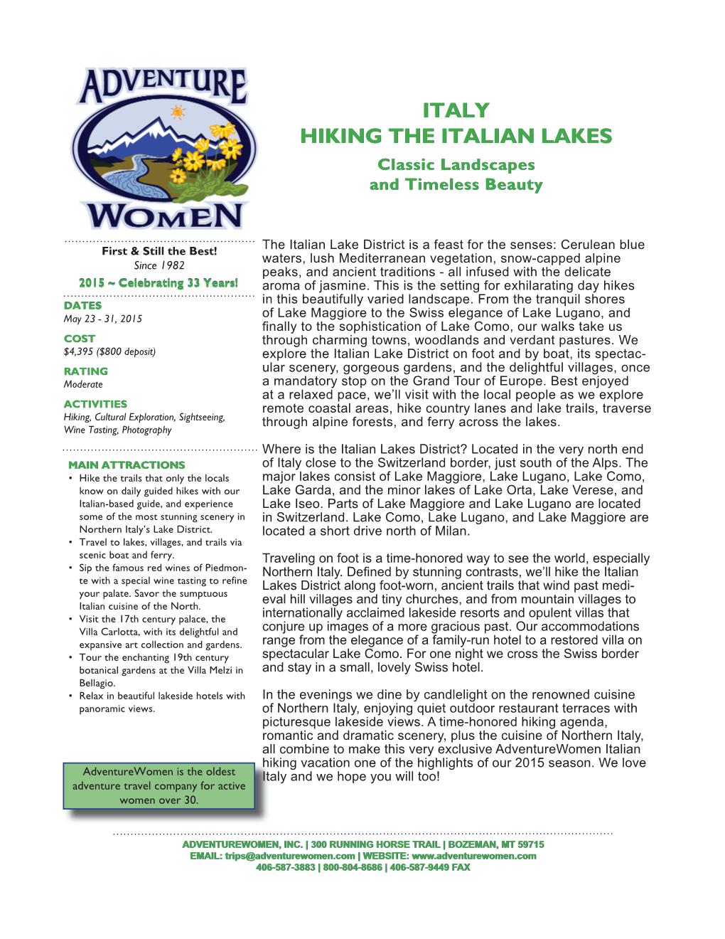 ITALY HIKING the ITALIAN LAKES Classic Landscapes and Timeless Beauty