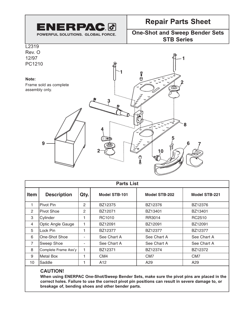 Repair Parts Sheet