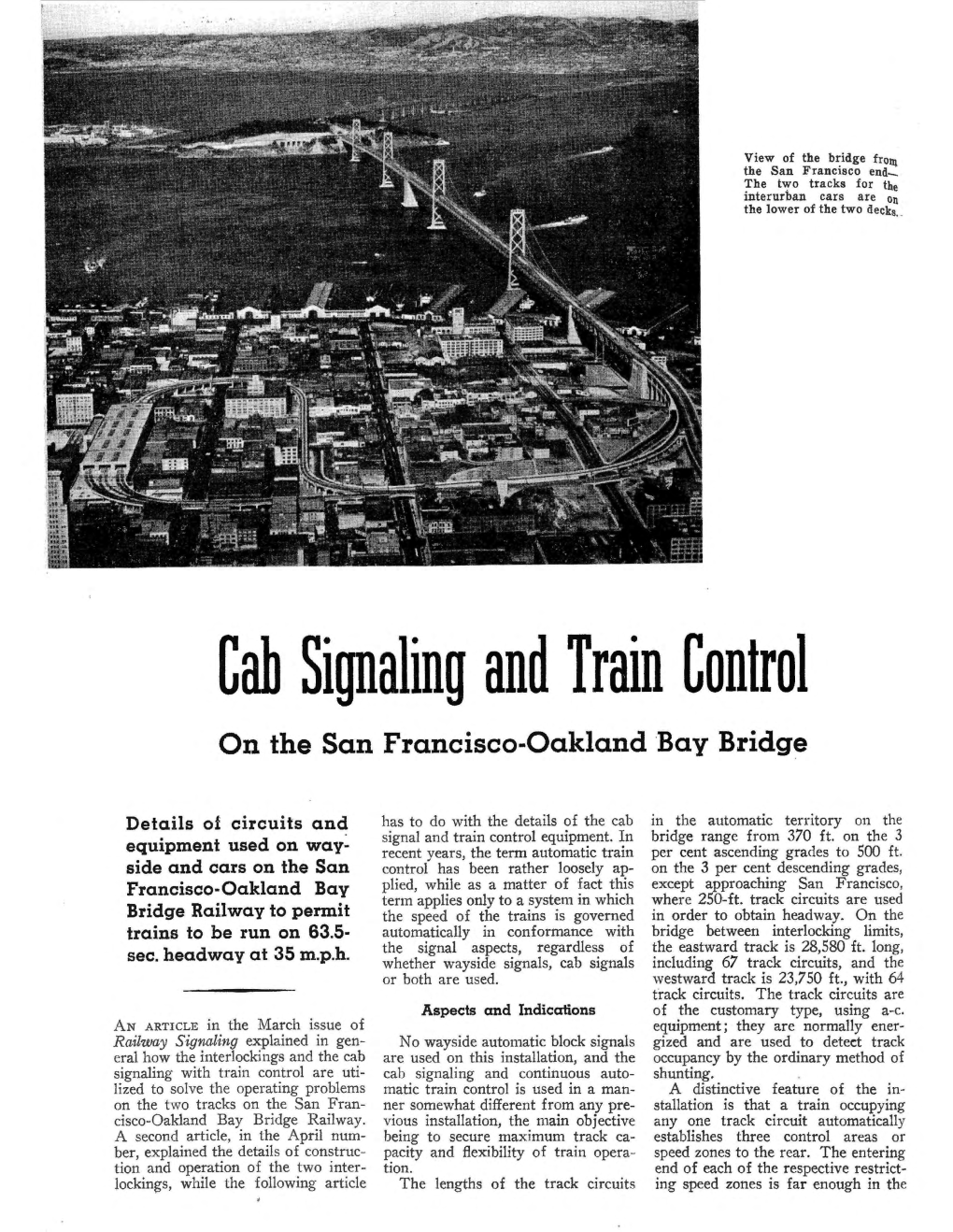 Cab Signaling and Train Control on the San Francisco-Oakland Bay