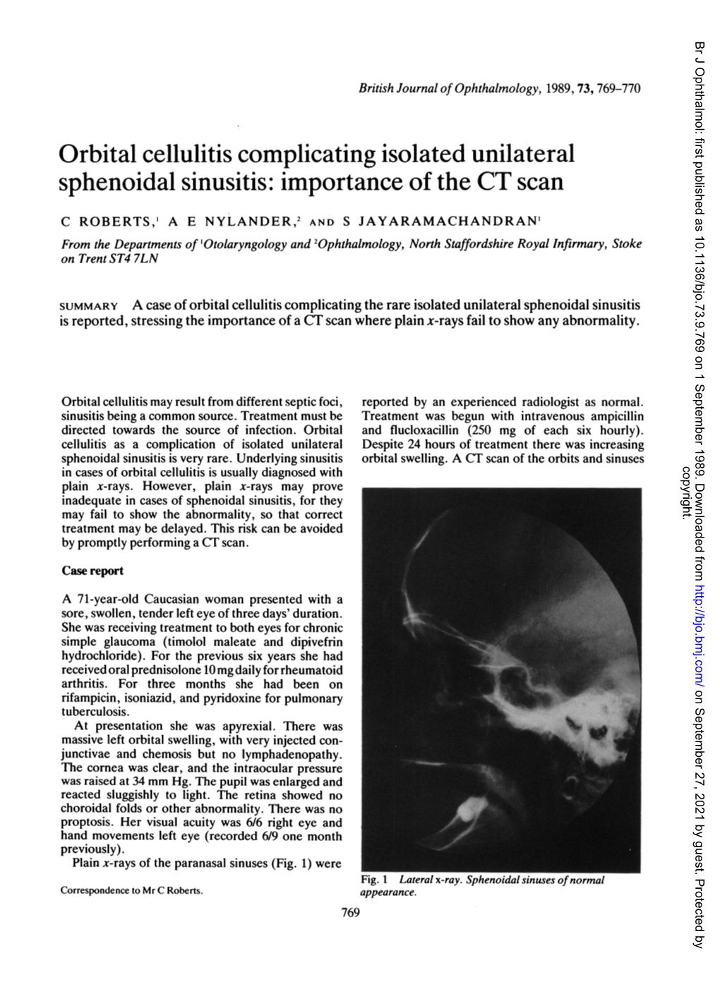 Sphenoidal Sinusitis: Importance of the CT Scan