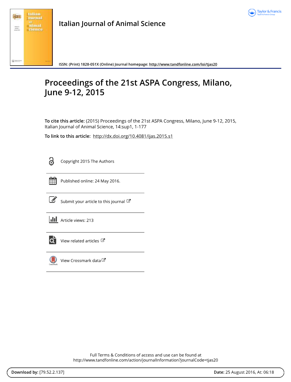 Proceedings of the 21St ASPA Congress, Milano, June 9-12, 2015