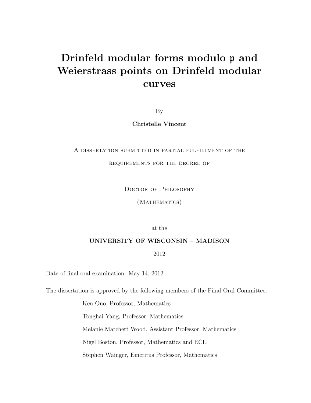Drinfeld Modular Forms Modulo P and Weierstrass Points on Drinfeld Modular Curves