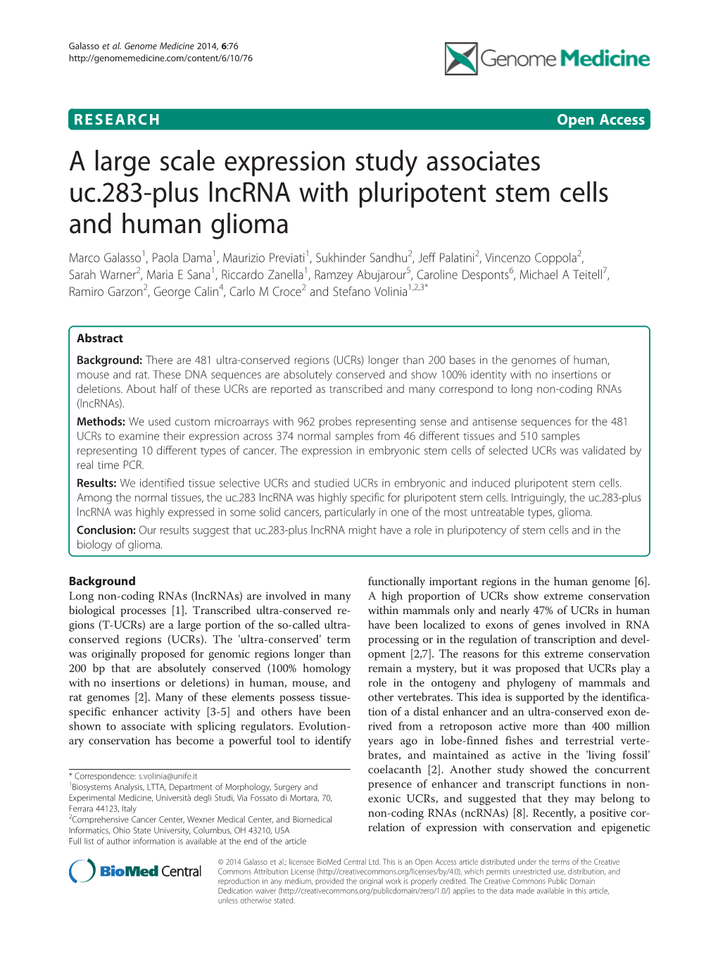 A Large Scale Expression Study Associates Uc