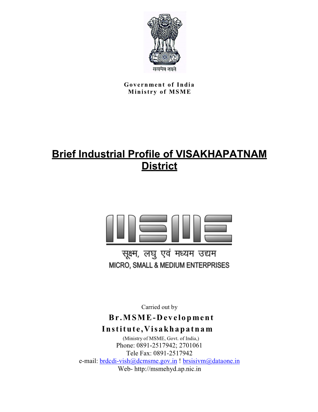 Brief Industrial Profile of VISAKHAPATNAM District