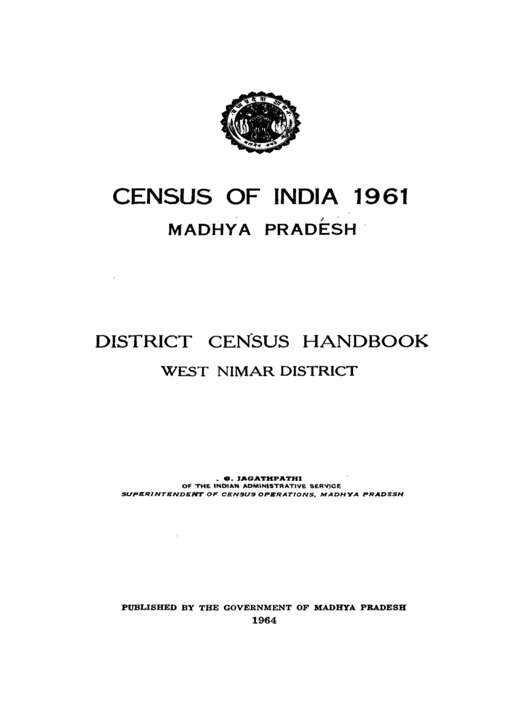 District Census Handbook, West Nimar