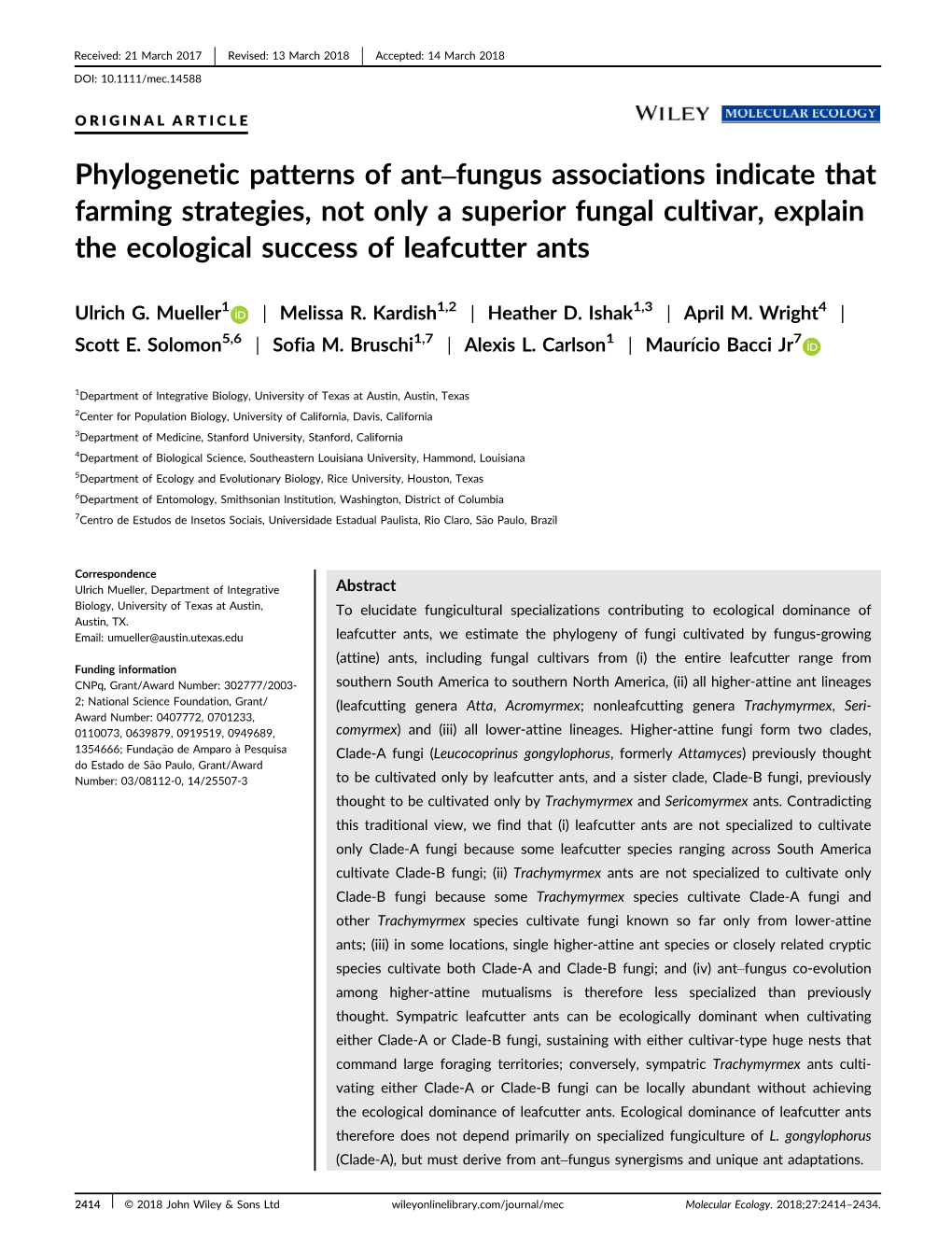 Phylogenetic Patterns of Ant&#X2013