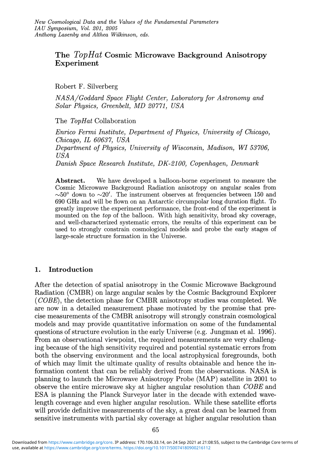 The Tophat Cosmic Microwave Background Anisotropy Experiment