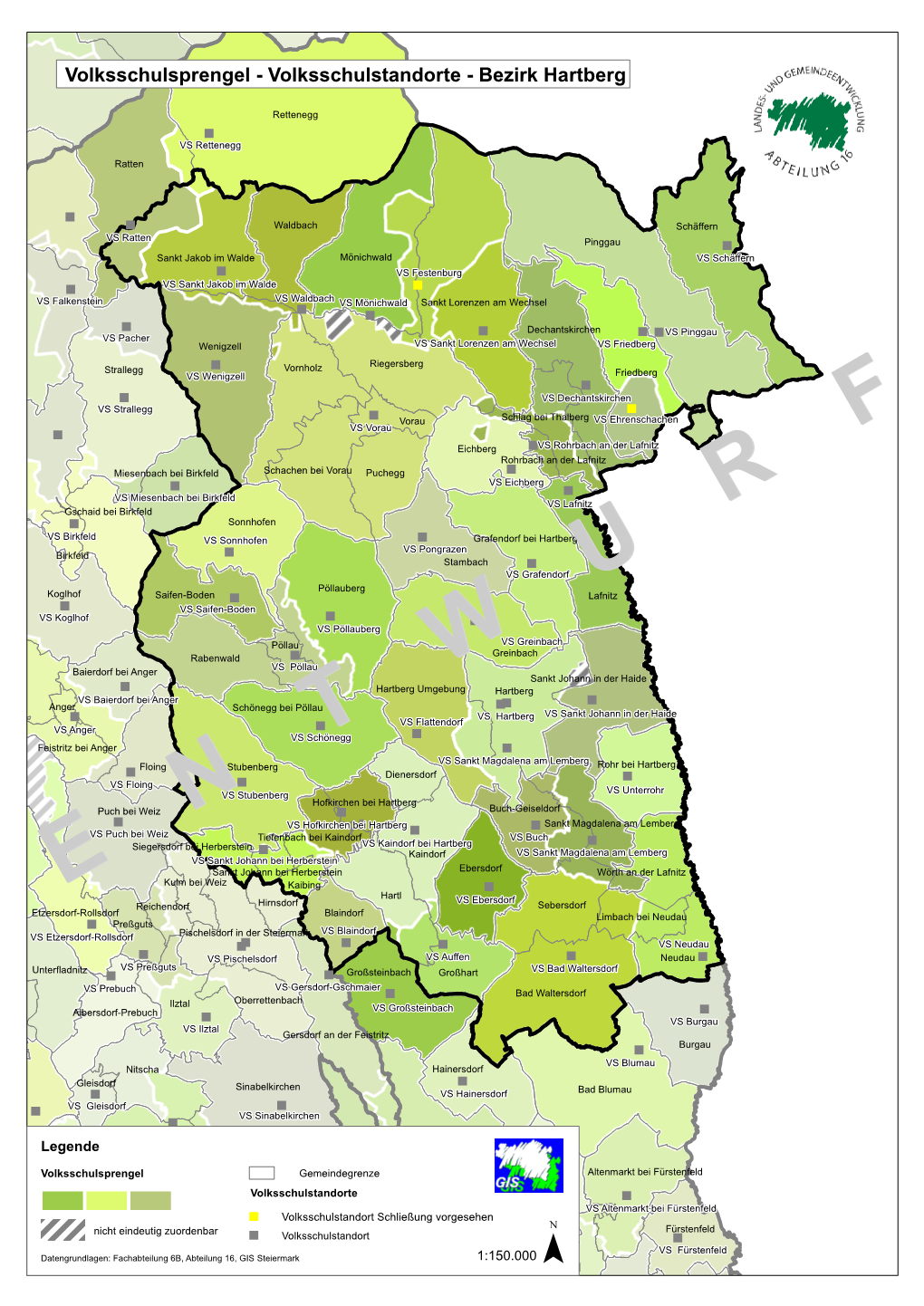 Volksschulsprengel - Volksschulstandorte - Bezirk Hartberg