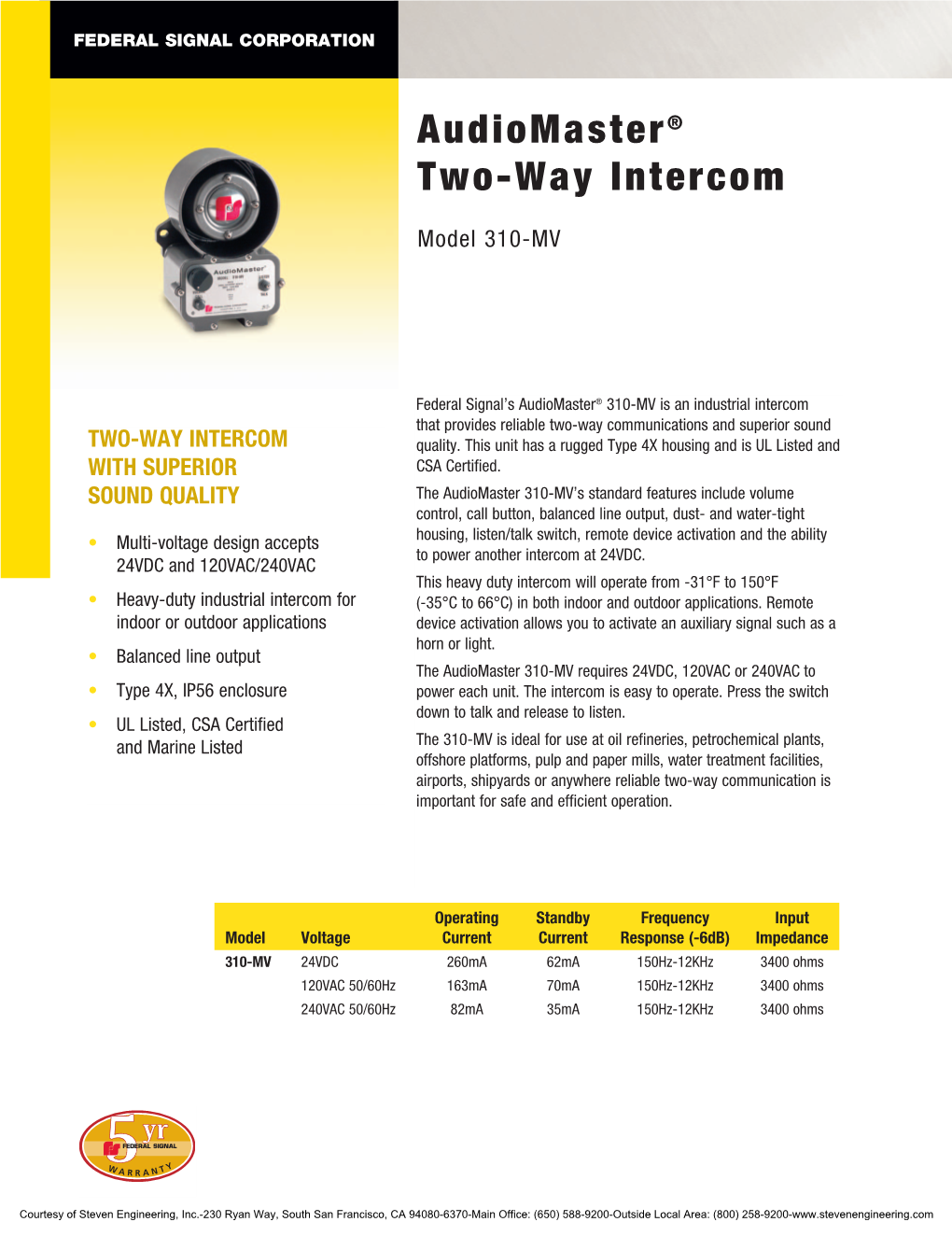 Federal Signal Intercoms