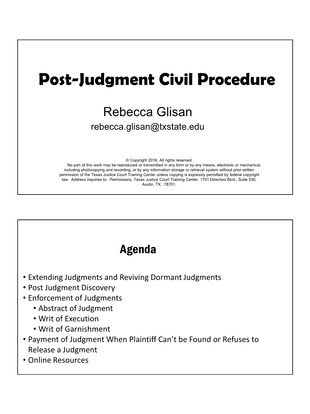 Post-Judgment Civil Procedure