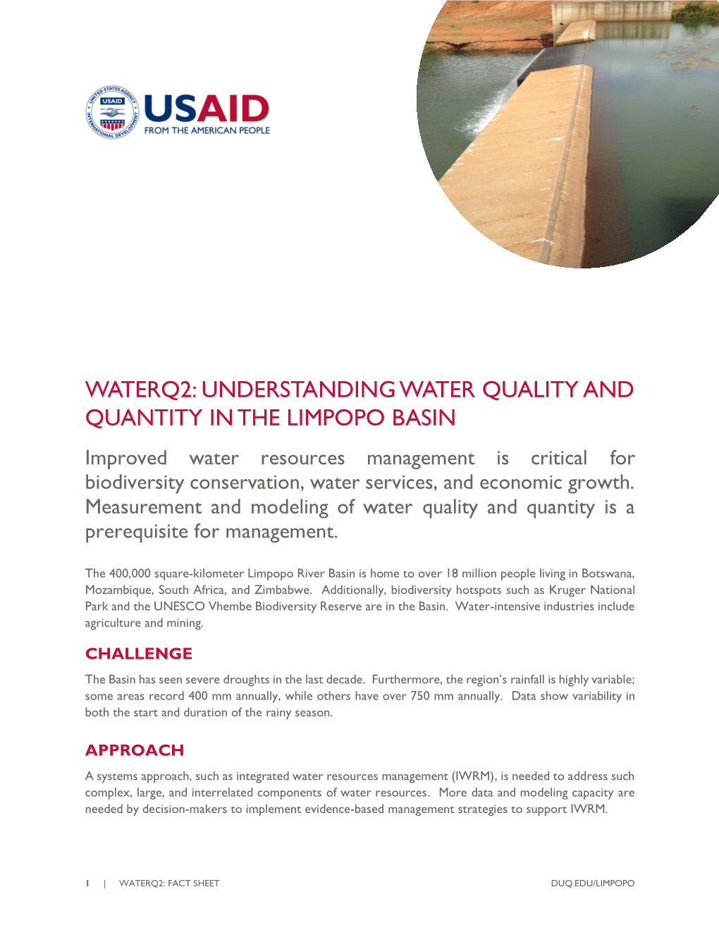 Waterq2: Understanding Water Quality and Quantity in the Limpopo
