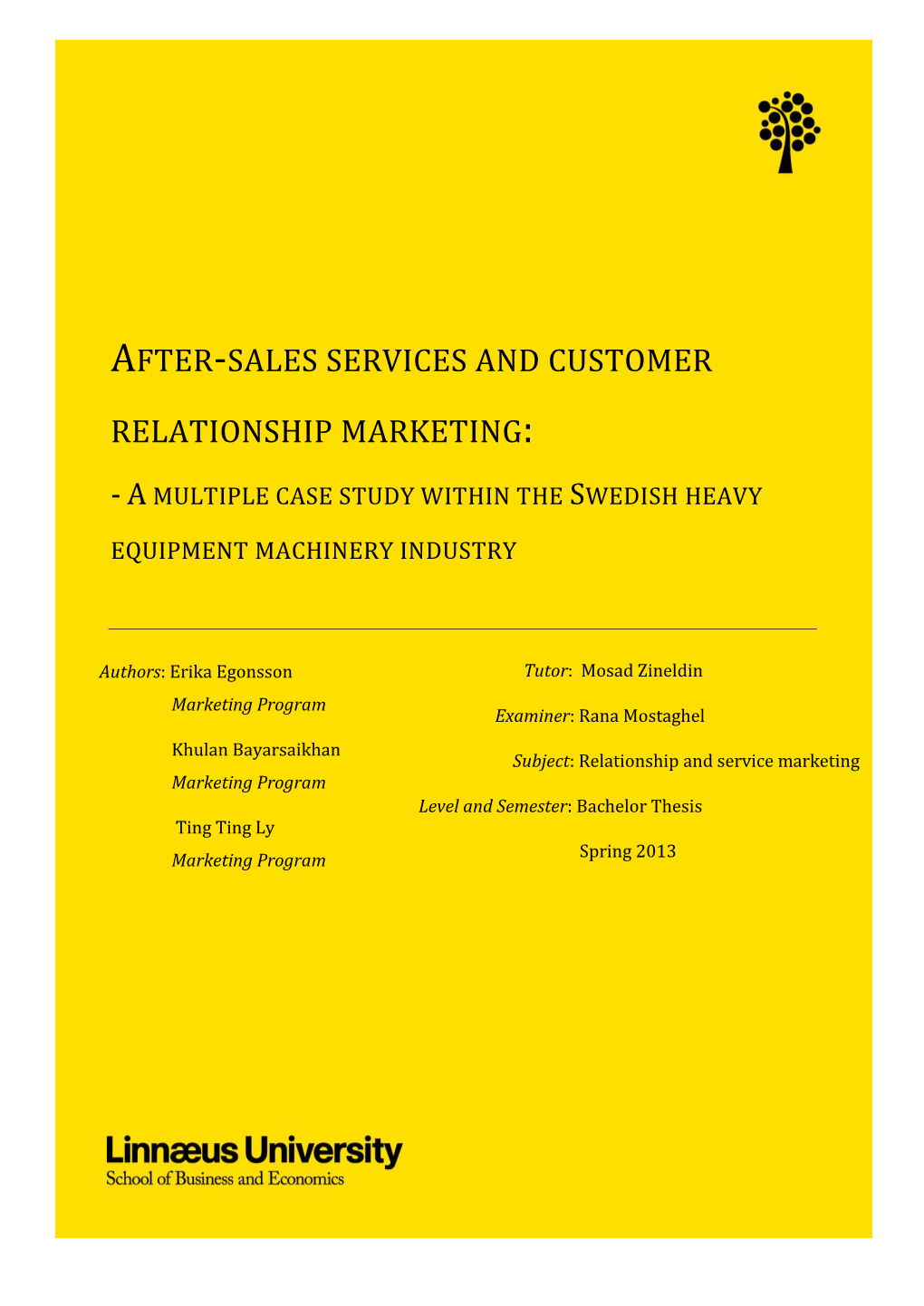 After-Sales Services and Customer Relationship Marketing