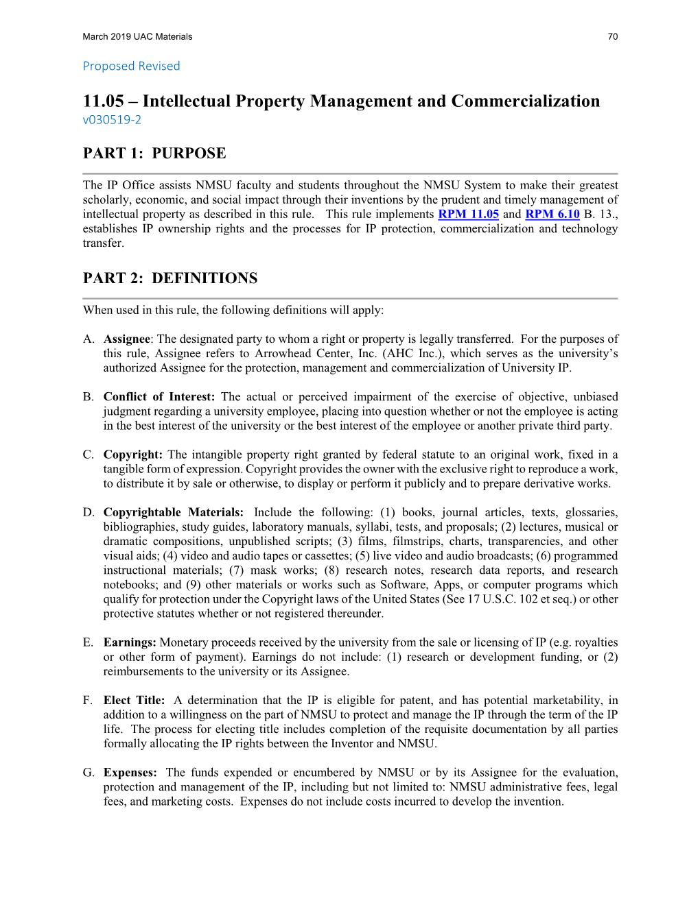 11.05 – Intellectual Property Management and Commercialization V030519-2