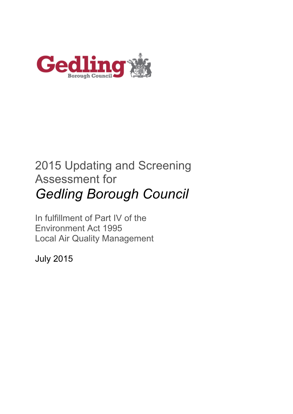 Updating and Screening Assessment 2015