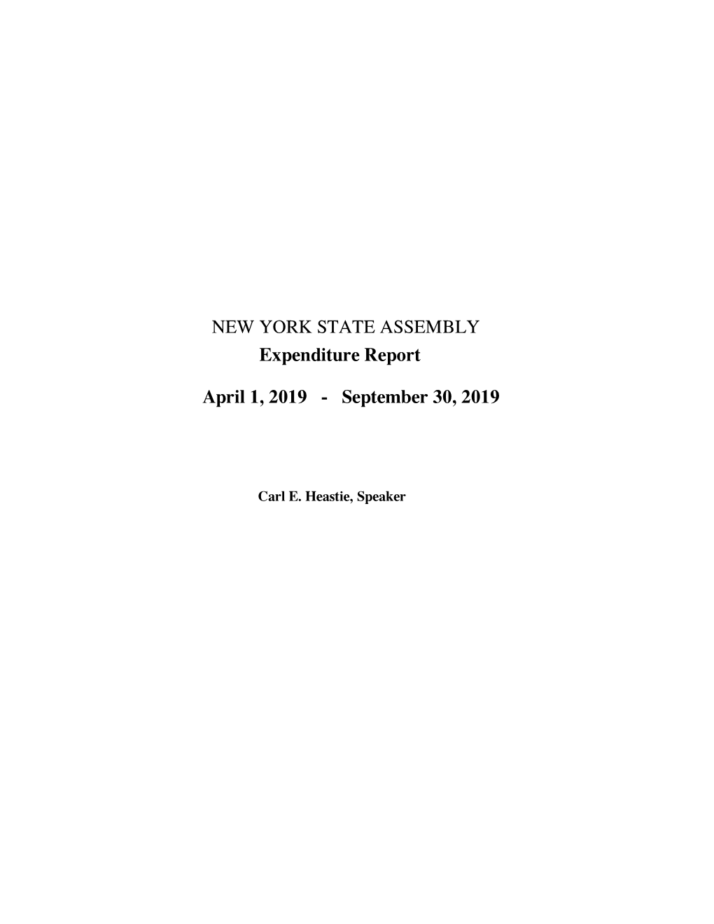 NEW YORK STATE ASSEMBLY Expenditure Report April1,2019