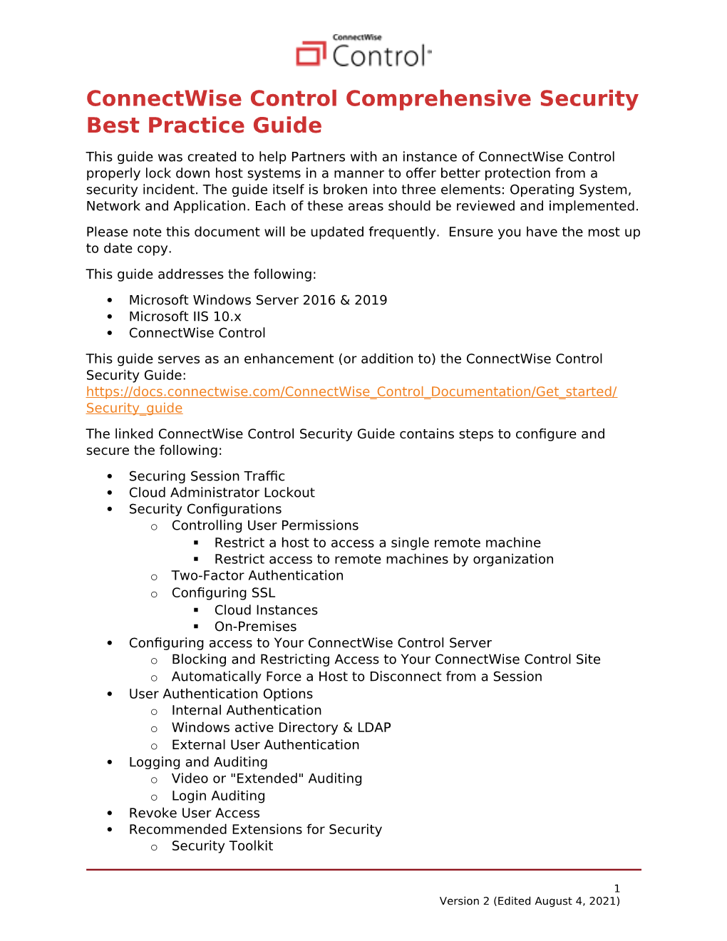 Connectwise Control Comprehensive Security Best Practice Guide