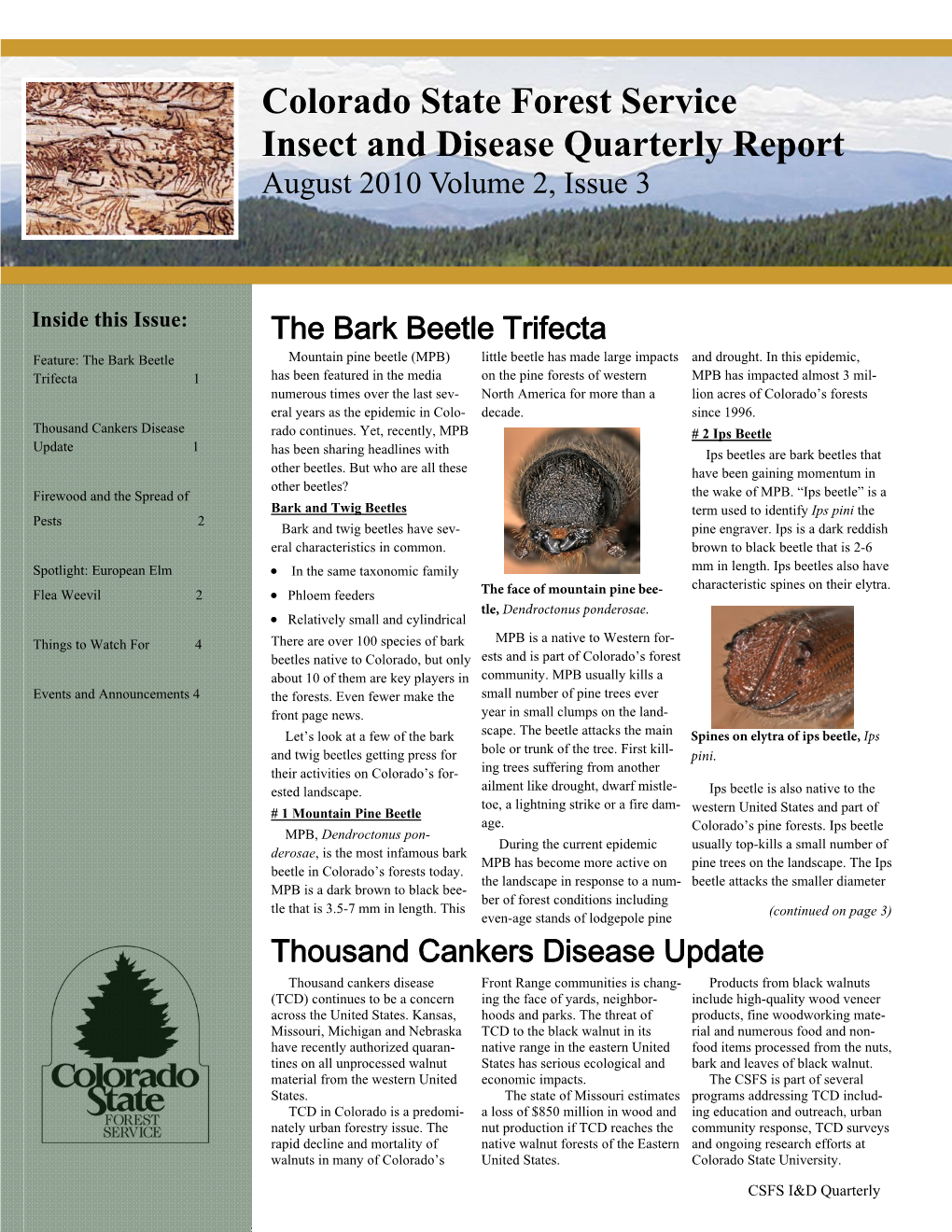 Colorado State Forest Service Insect and Disease Quarterly Report