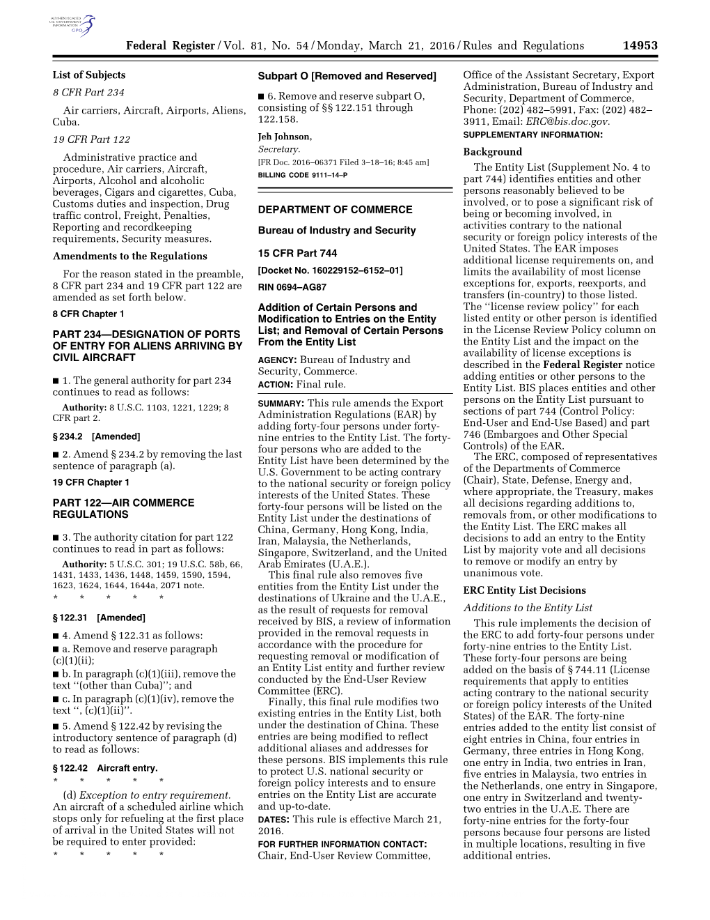 Federal Register/Vol. 81, No. 54/Monday, March 21, 2016/Rules and Regulations