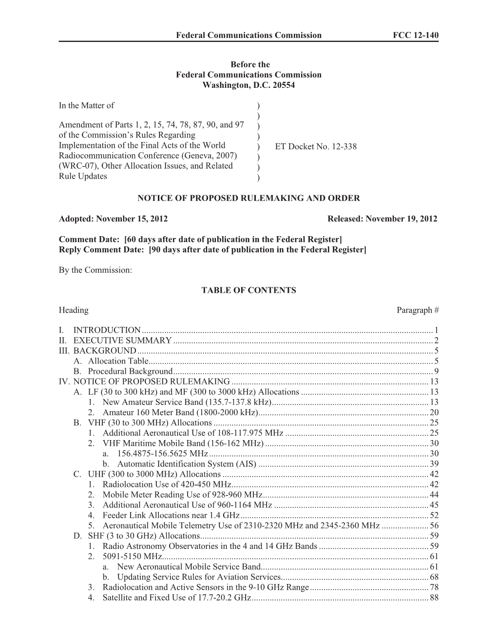 Federal Communications Commission FCC 12-140 Before the Federal