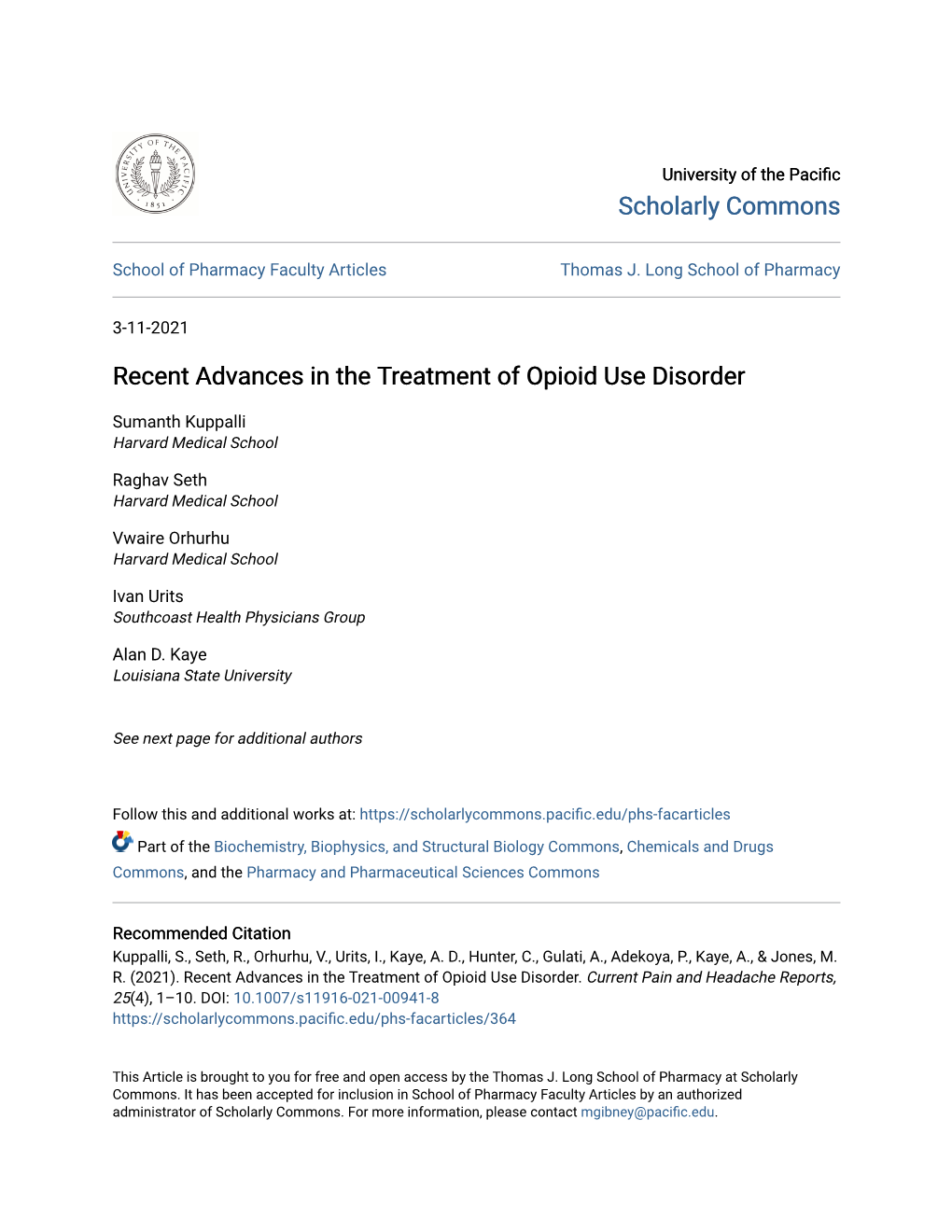 Recent Advances in the Treatment of Opioid Use Disorder