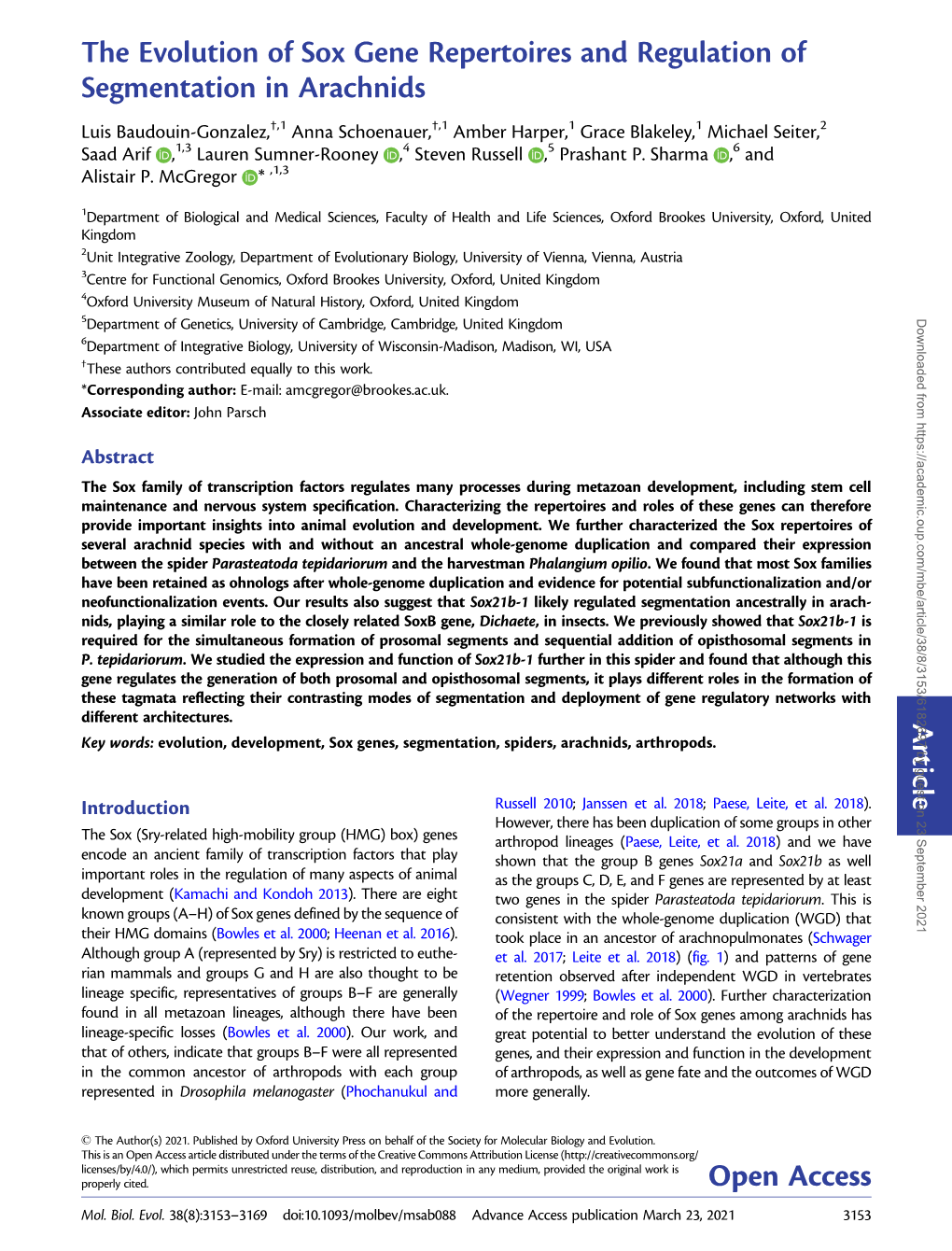 The Evolution of Sox Gene Repertoires and Regulation Of