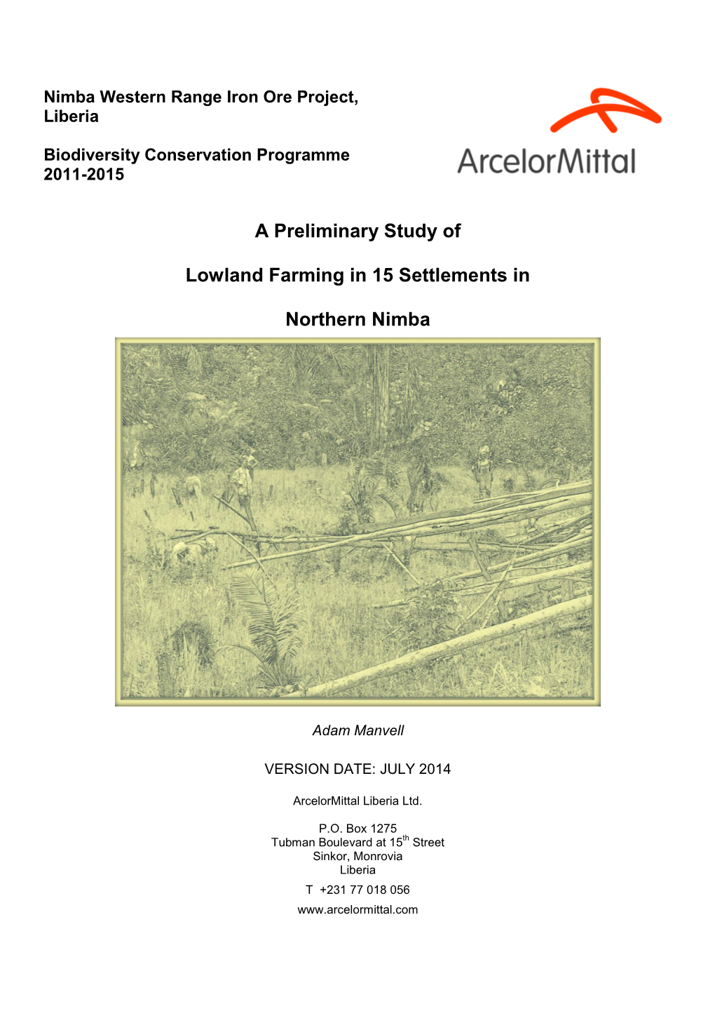 A Preliminary Study of Lowland Farming in 15 Settlements in Northern Nimba