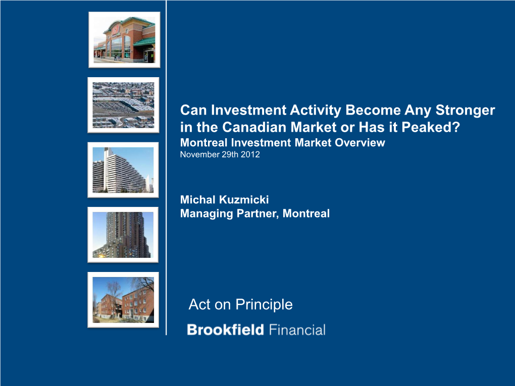 Montreal Investment Market Overview November 29Th 2012