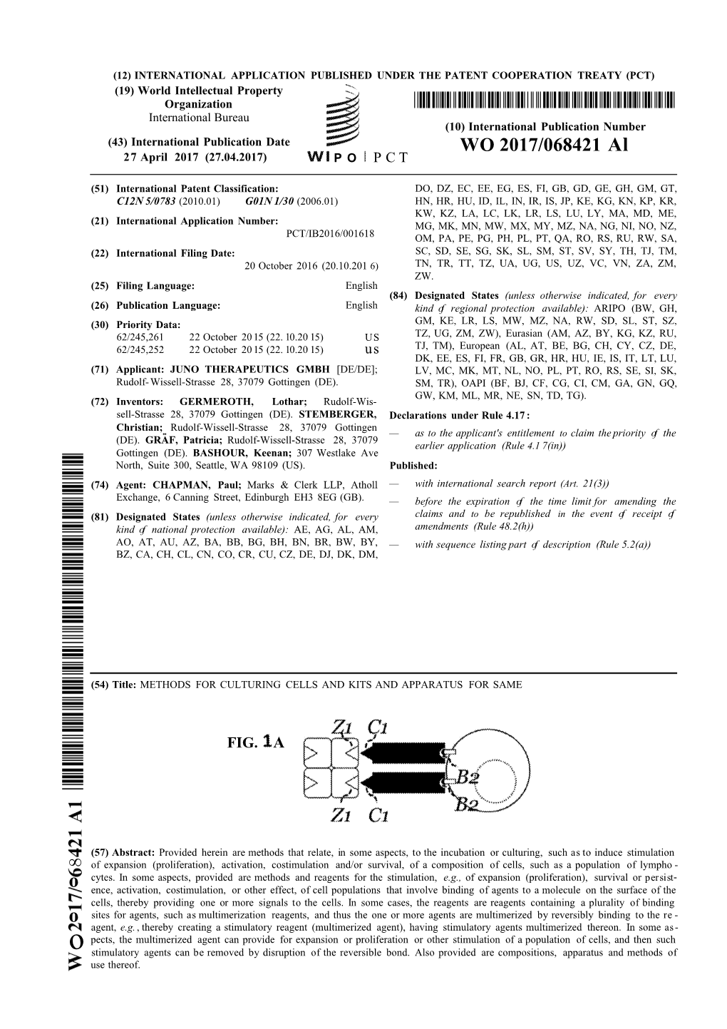 WO 2017/068421 Al 27 April 2017 (27.04.2017) P O P C T