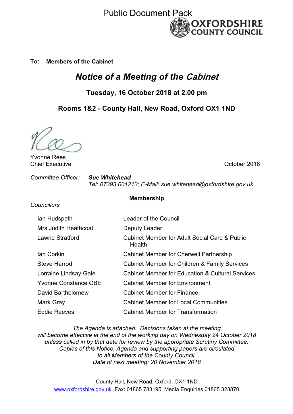 (Public Pack)Agenda Document for Cabinet, 16/10/2018 14:00