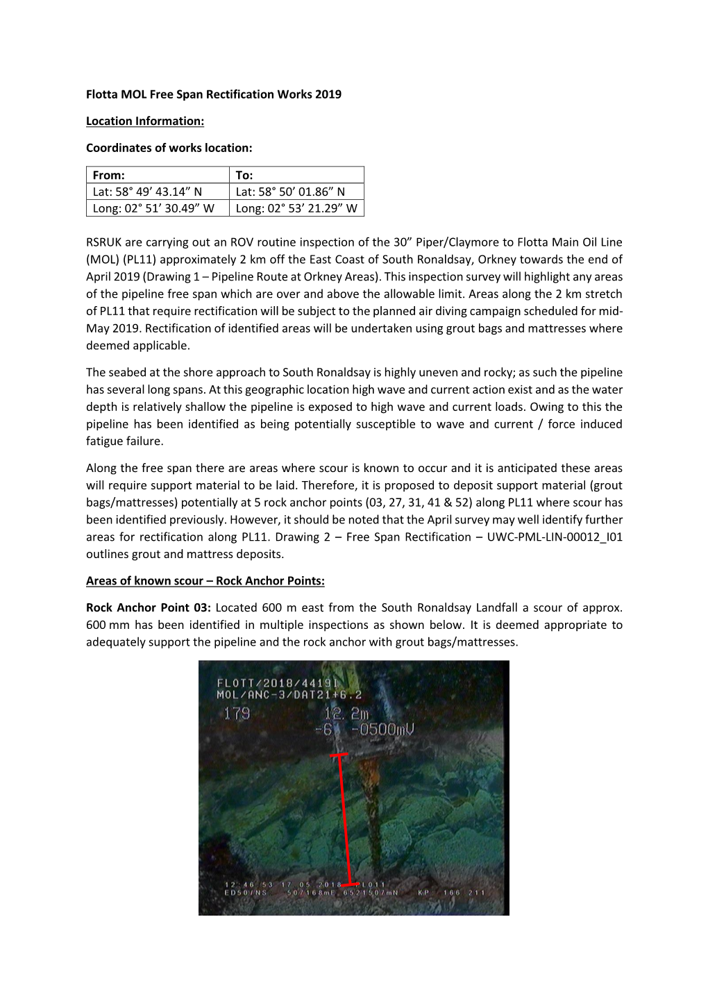 Flotta MOL Free Span Rectification Works 2019