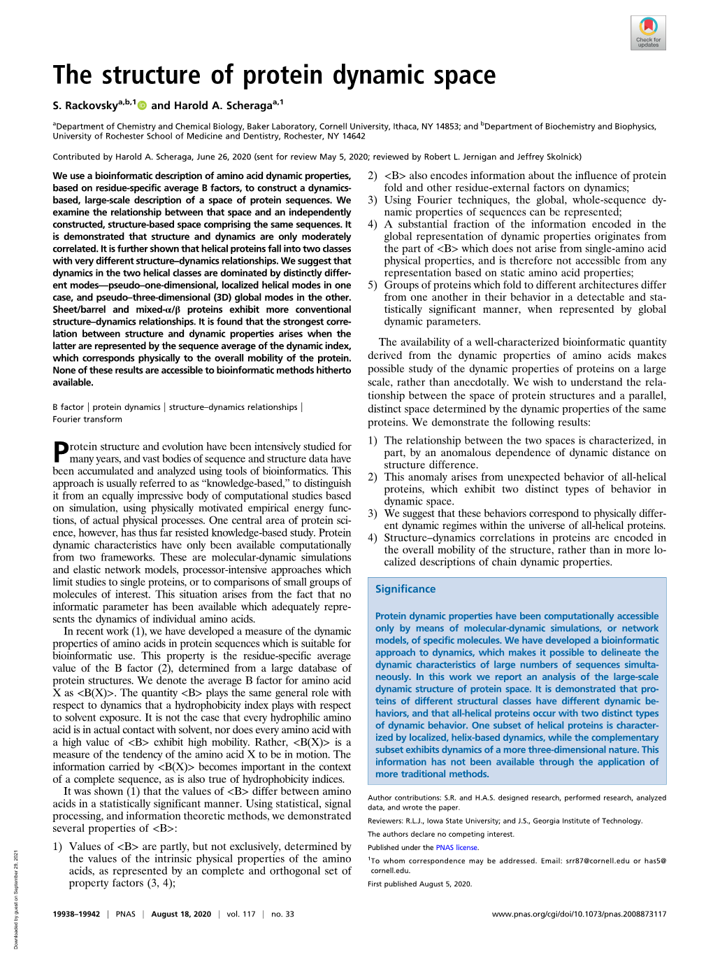 The Structure of Protein Dynamic Space