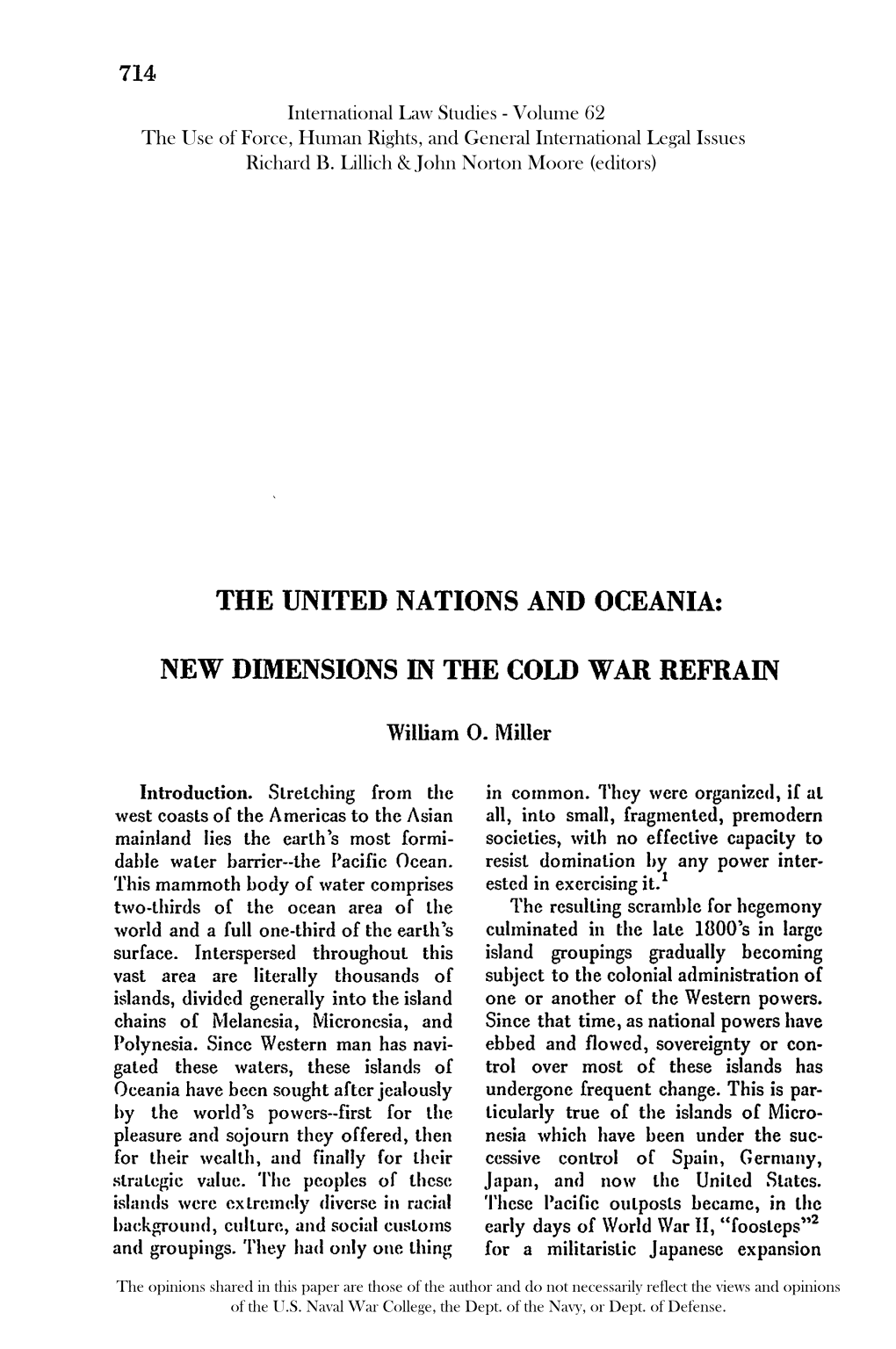 The United Nations and Oceania