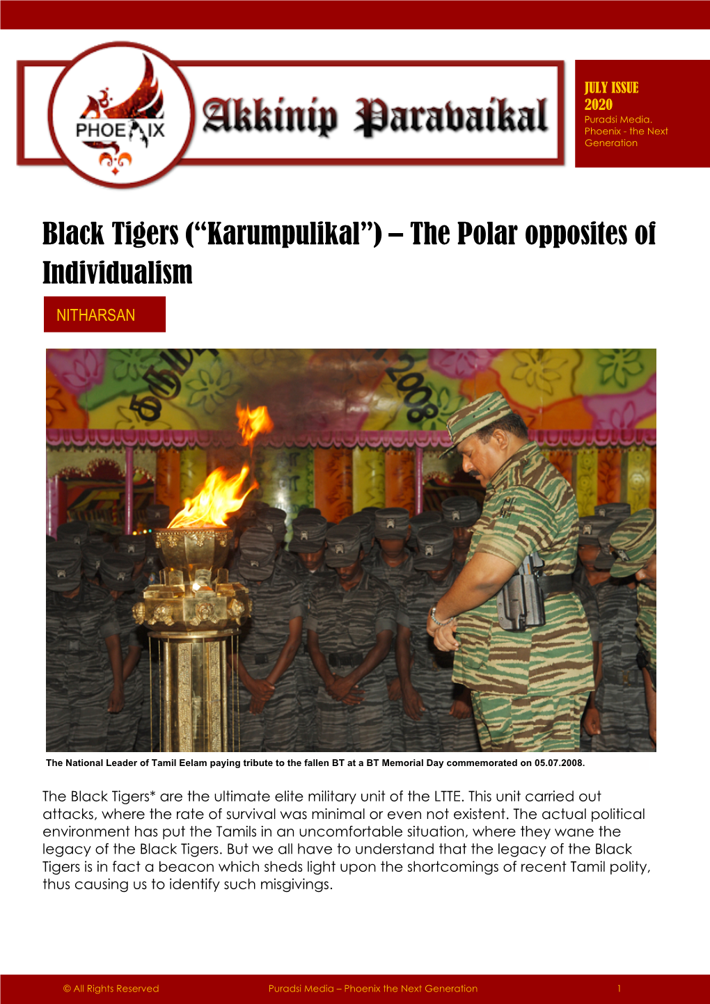 Black Tigers (“Karumpulikal”) – the Polar Opposites of Individualism