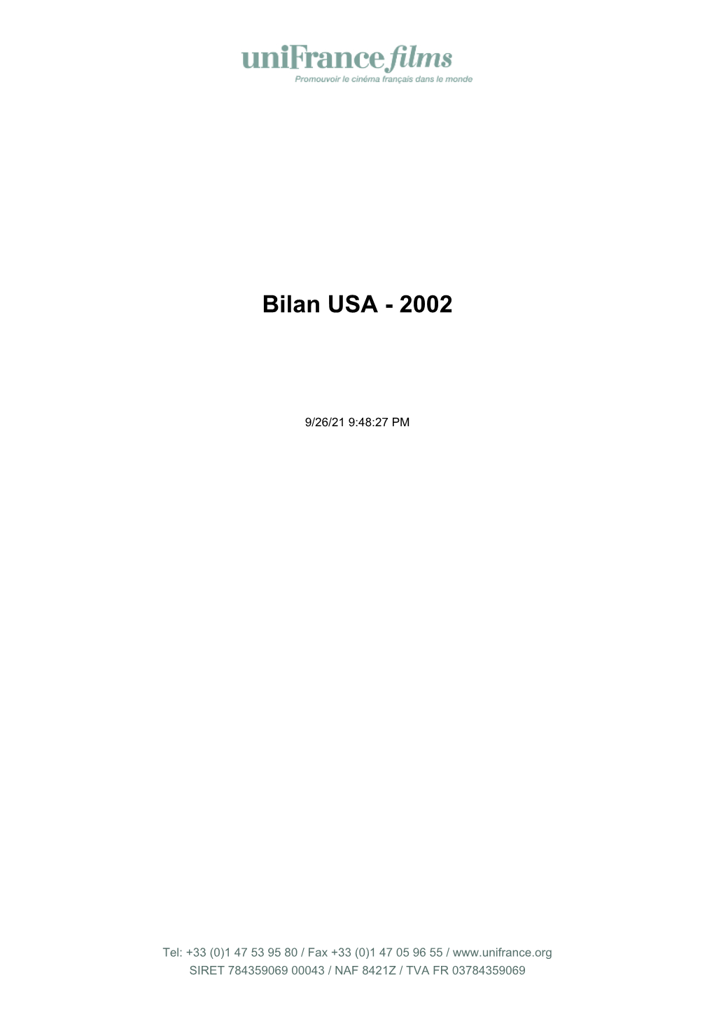 Bilan USA - 2002