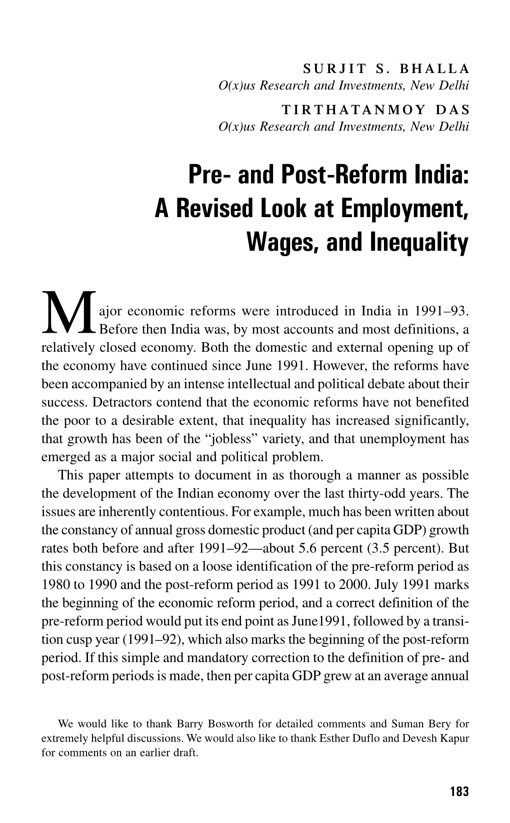 And Post-Reform India: a Revised Look at Employment, Wages, and Inequality