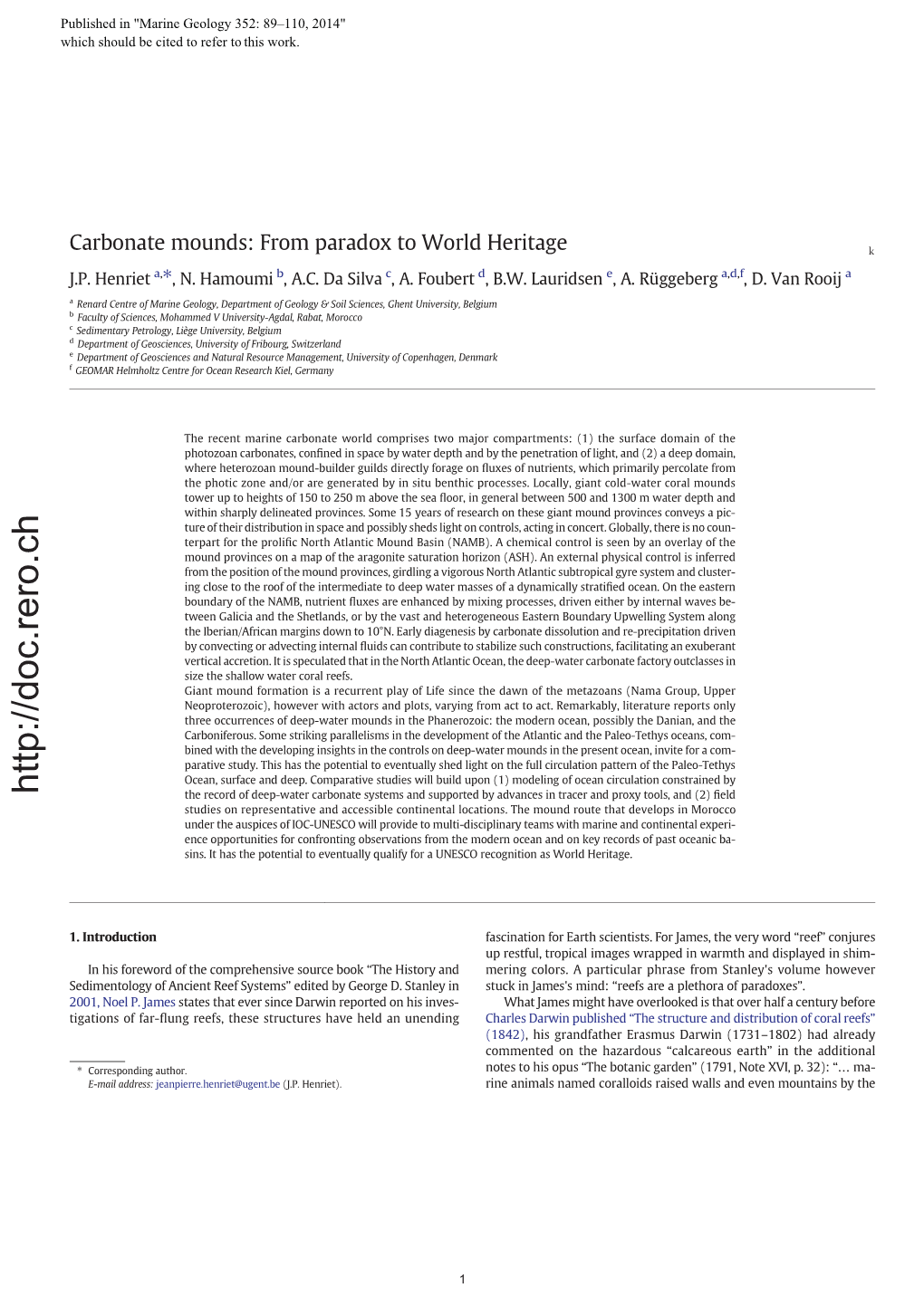 Carbonate Mounds: from Paradox to World Heritage