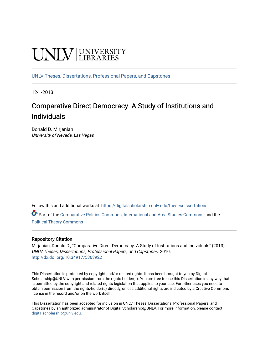 Comparative Direct Democracy: a Study of Institutions and Individuals