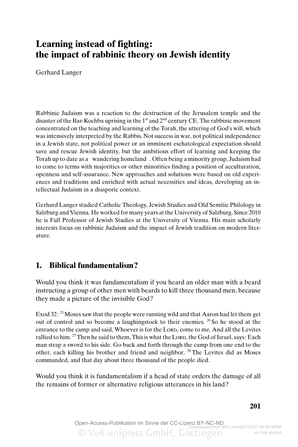 Downloaded from Brill.Com09/27/2021 04:55:38PM Via Free Access Gerhard Langer