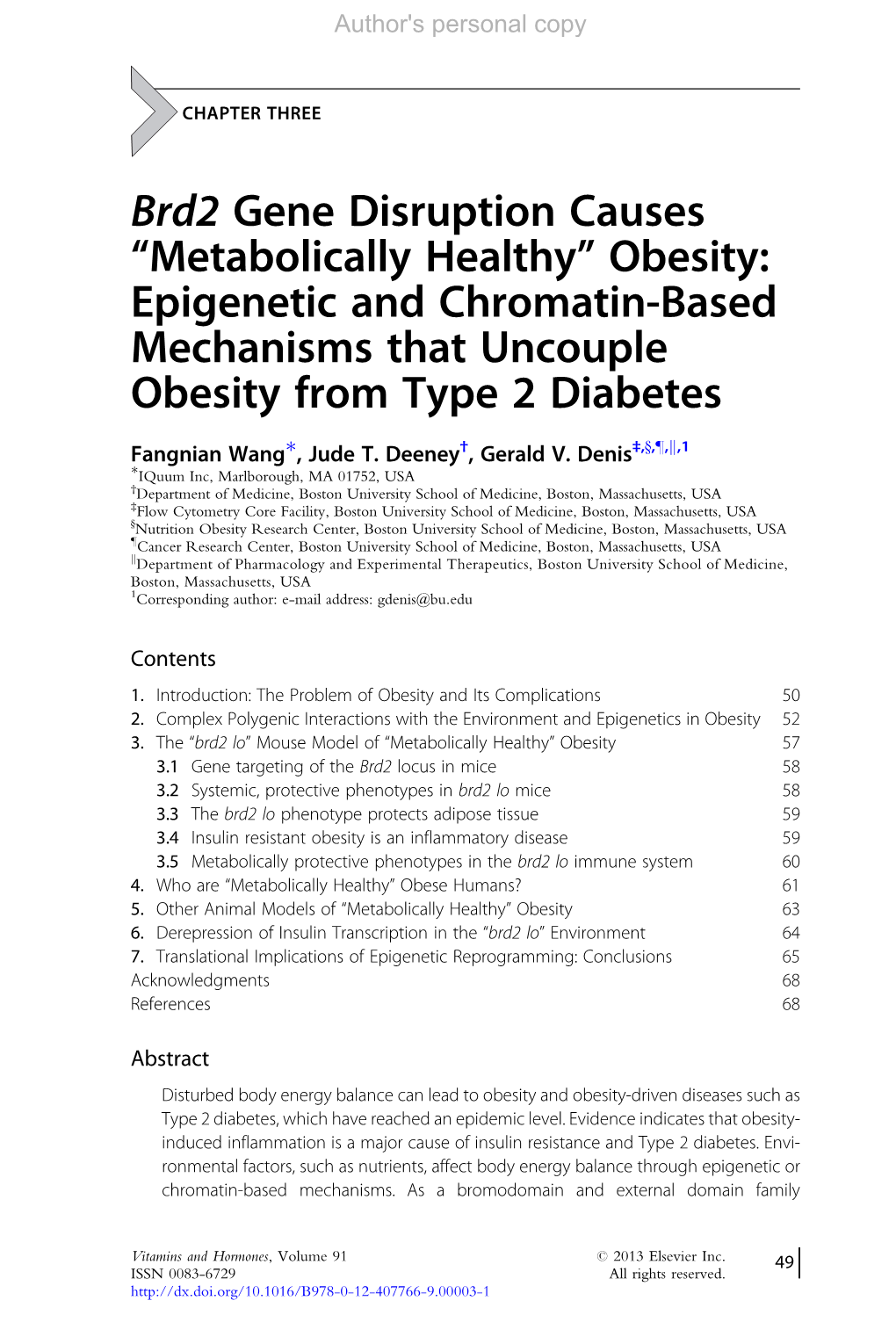 Brd2 Gene Disruption Causes ``Metabolically Healthy´´ Obesity