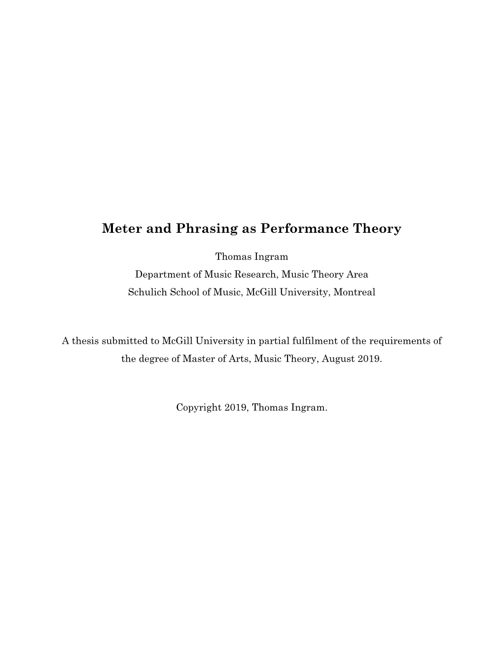 Meter and Phrasing As Performance Theory