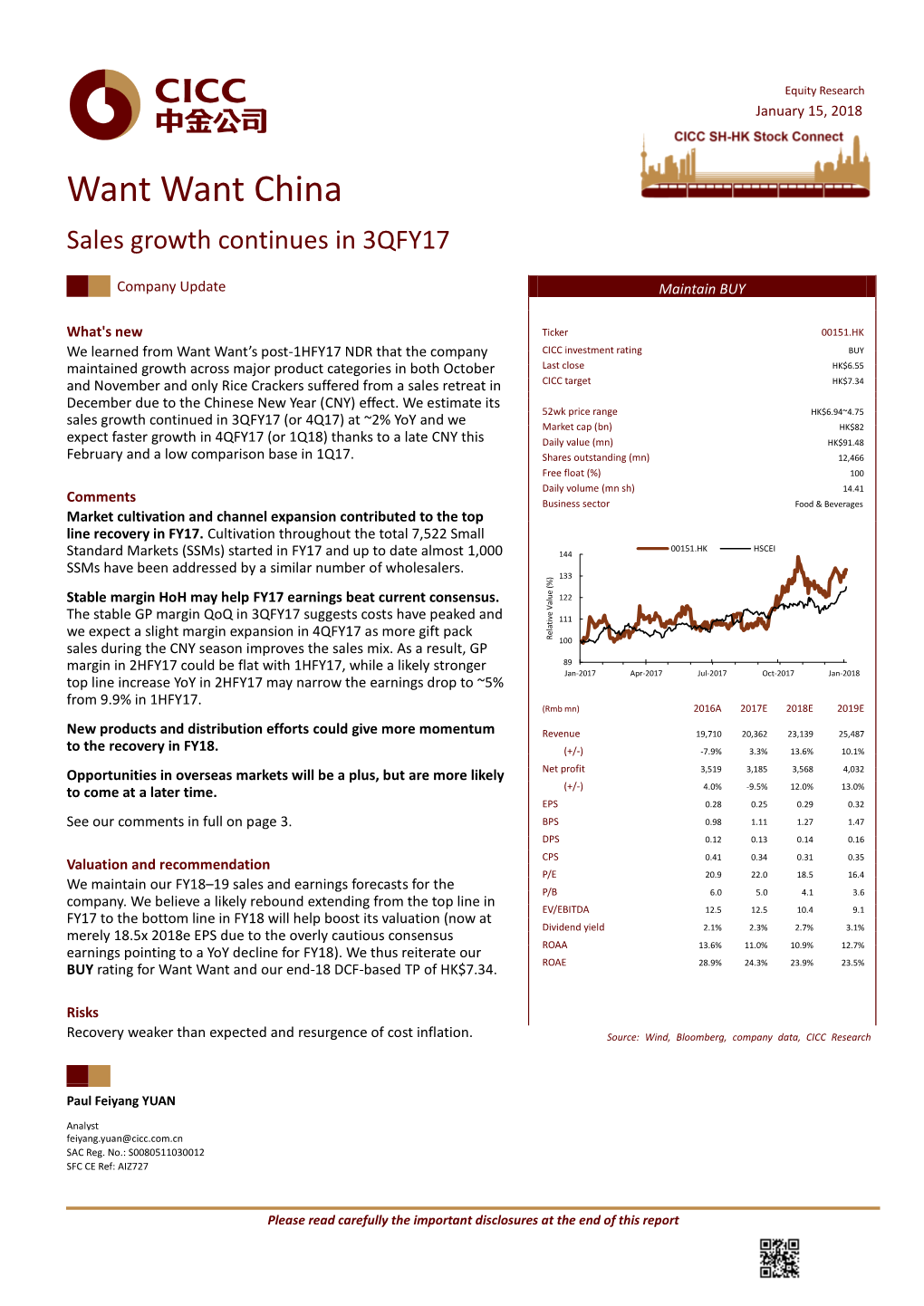 Want Want China Sales Growth Continues in 3QFY17